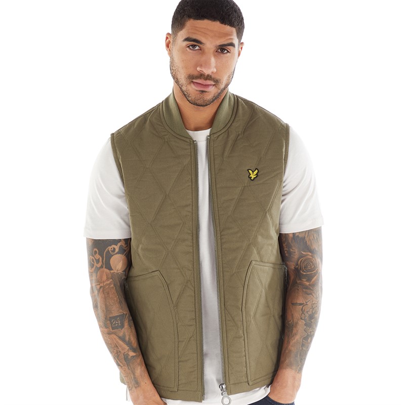 Lyle And Scott Vintage Mens Quilted Gilet Linden Khaki