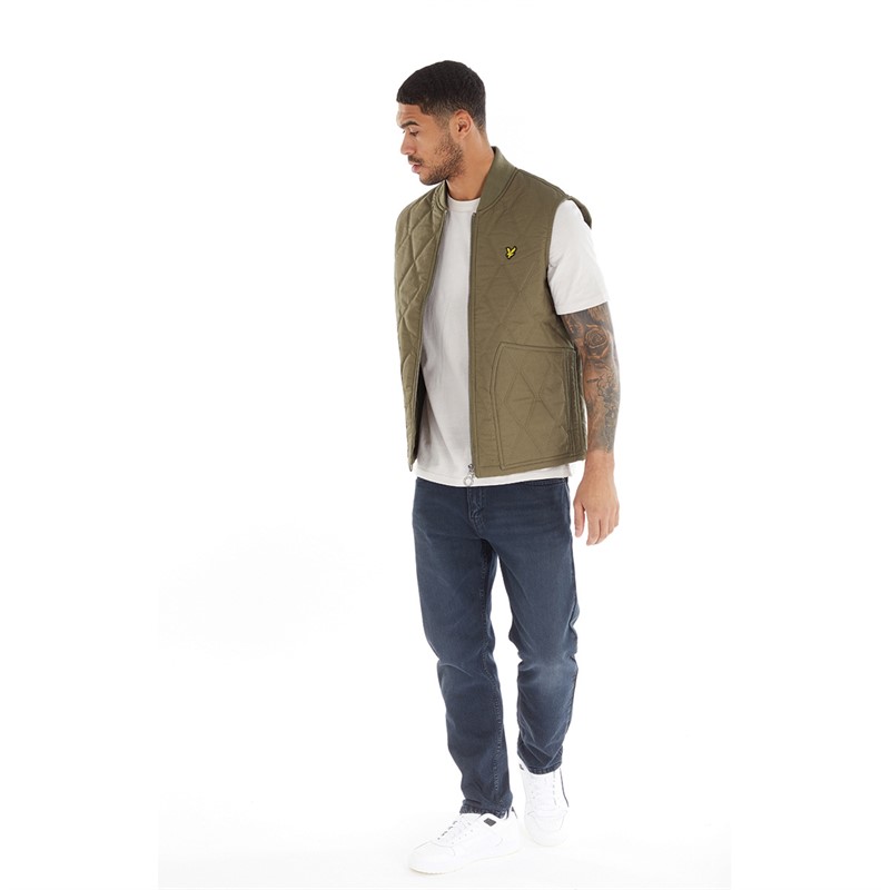 Lyle And Scott Vintage Mens Quilted Gilet Linden Khaki