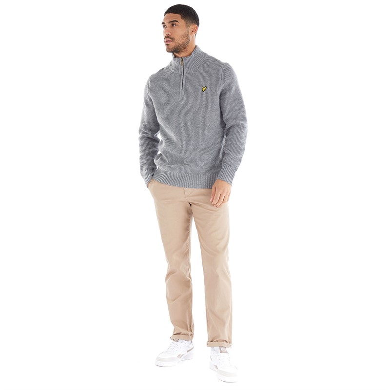 Lyle And Scott Vintage Mens 1/4 Zip Jumper T28 Mid Grey Marl