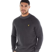 Lyle And Scott Vintage Mens Birdseye Mock Neck Jumper W635 Gunmetal