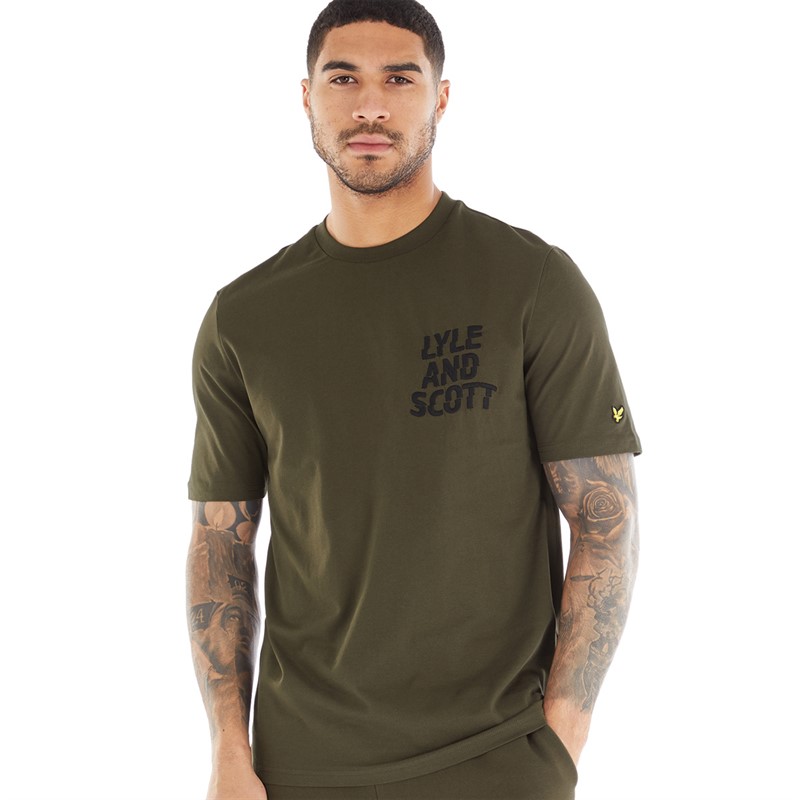 Buy Lyle And Scott Vintage Mens Ripple Logo T-Shirt Olive