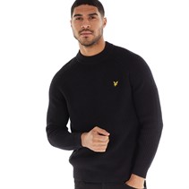 Lyle And Scott Vintage Mens Shaker Stitch Mock Neck Jumper Jet Black