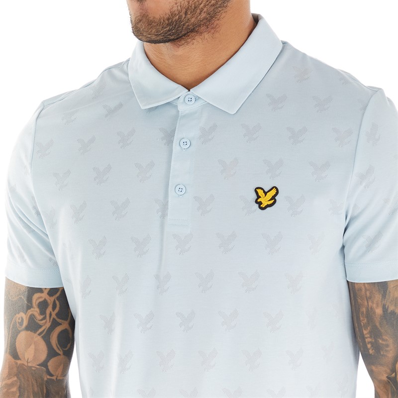 Lyle And Scott Vintage Mens Jacquard Polo Club Blue