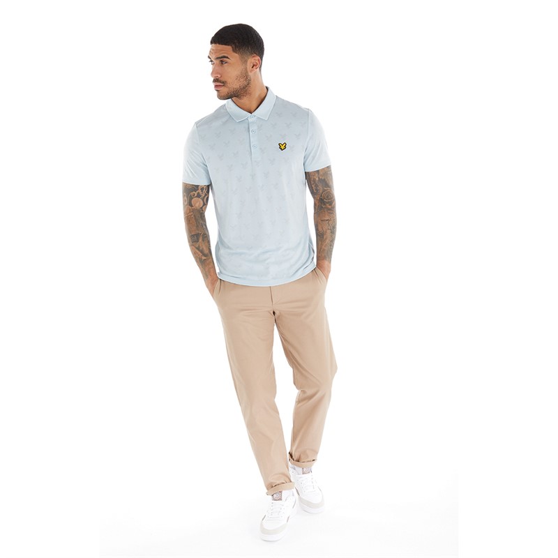 Lyle And Scott Vintage Mens Jacquard Polo Club Blue