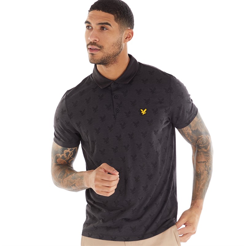 Lyle And Scott Vintage Mens Jacquard Polo Jet Black