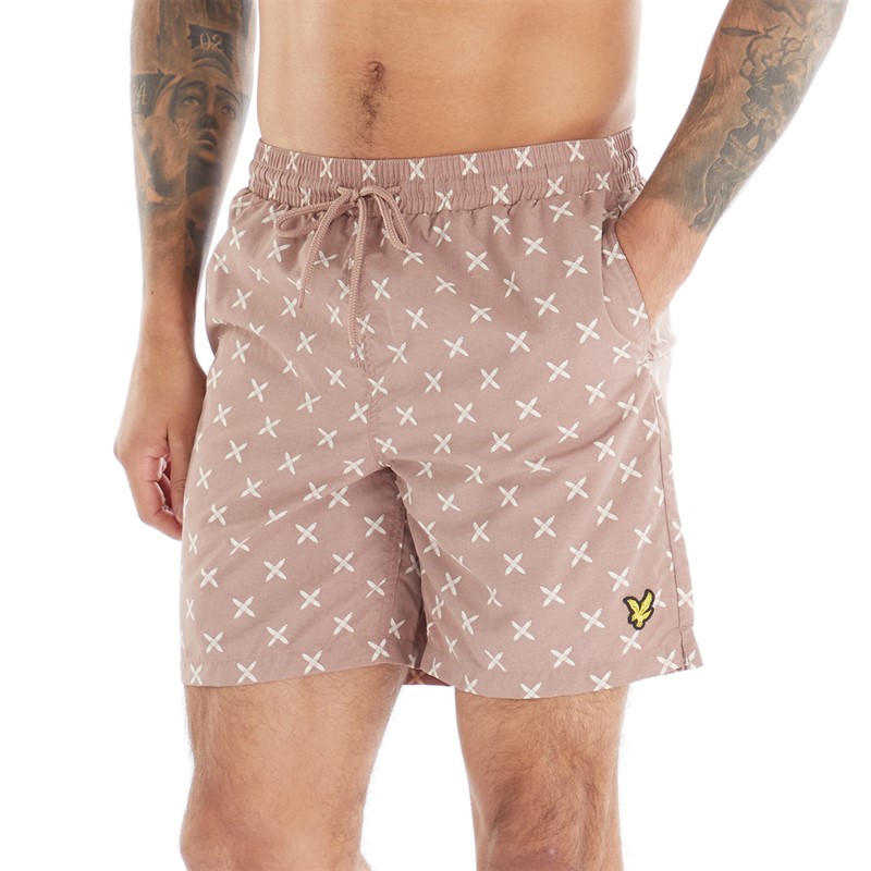 Lyle And Scott Vintage Mens Shuttle Print Swim Shorts W868 Hutton Pink