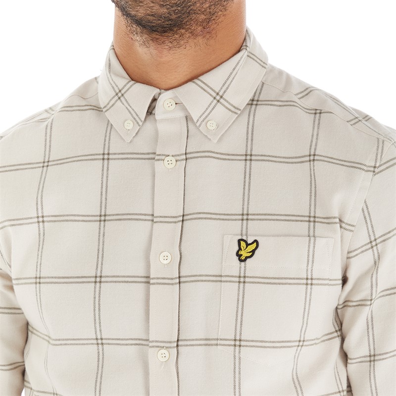 Lyle And Scott Vintage Mens Windowpane Shirt W583 Light Mist