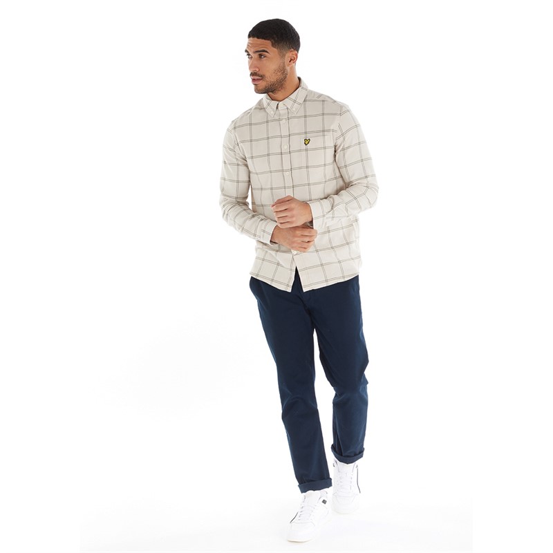 Lyle And Scott Vintage Mens Windowpane Shirt W583 Light Mist