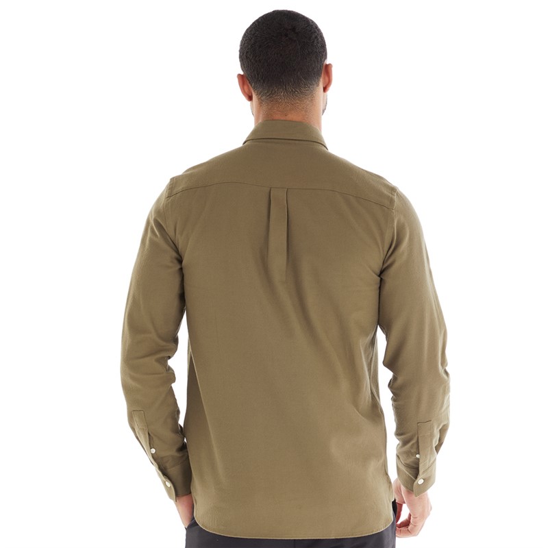 Lyle And Scott Vintage Mens Flannel Shirt X080 Linden Khaki