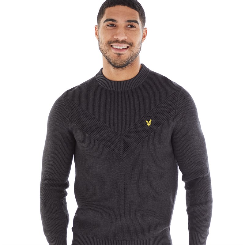 Buy Lyle And Scott Vintage Mens Chevron Knitted Jumper W635 Gunmetal