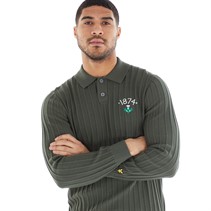 Lyle And Scott Vintage Mens Micro Cable Polo Jumper X083 Wilton Green