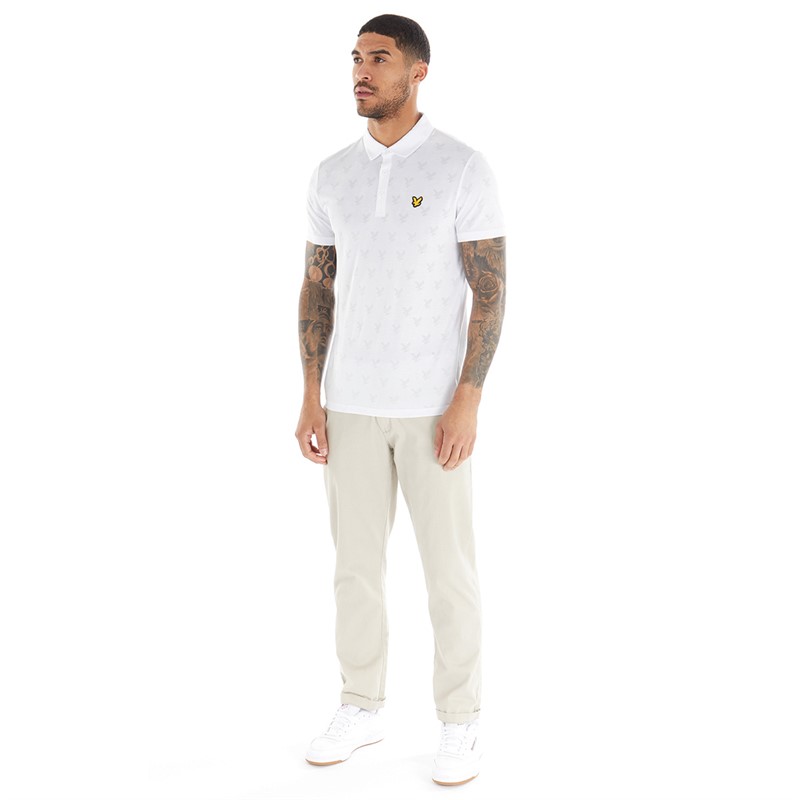 Lyle And Scott Vintage Mens Jacquard Polo 626 White