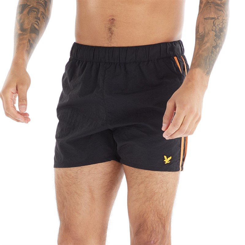 Lyle And Scott Vintage Mens Side Mesh Swim Shorts Jet Black