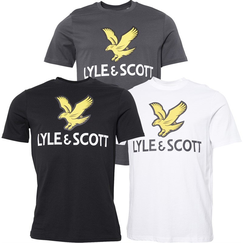 Lyle And Scott Vintage Mens Three Pack T-Shirts W961 White/Nero/Granite