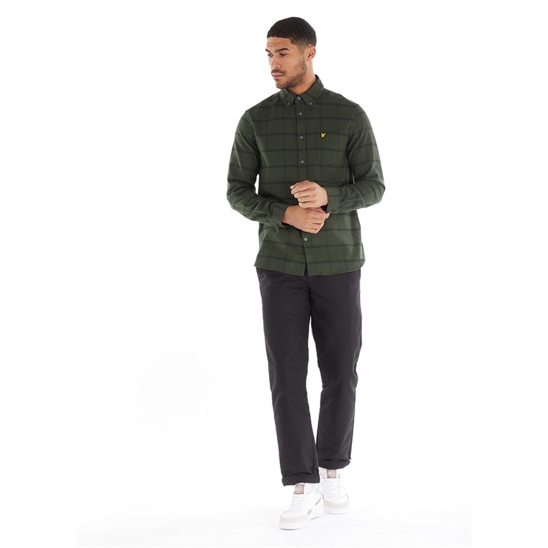 Lyle And Scott Vintage Mens Windowpane Shirt X083 Wilton Green