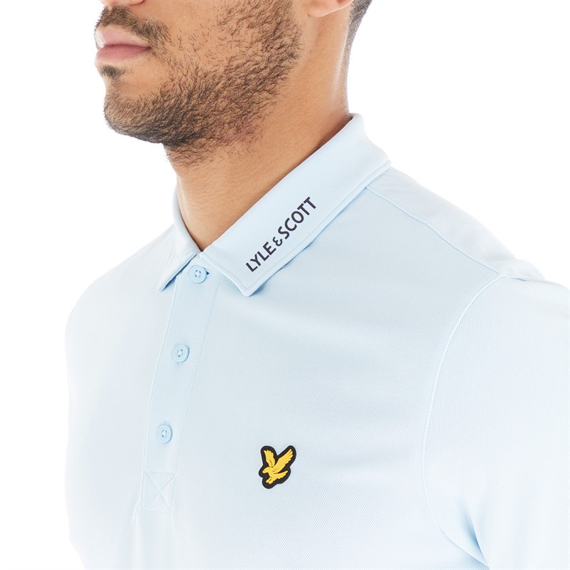 Lyle And Scott Vintage Mens Tech Collar Logo Polo Club Blue