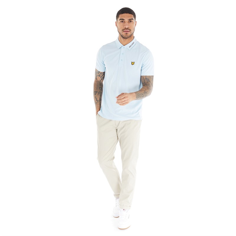 Lyle And Scott Vintage Mens Tech Collar Logo Polo Club Blue