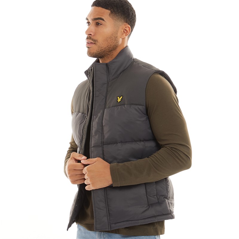 Lyle And Scott Vintage Mens Wadded Gilet W635 Gunmetal