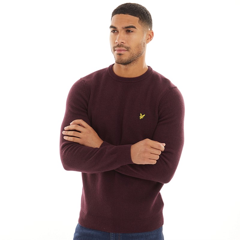 Lyle And Scott Vintage Mens Crew Neck Lambswool Blend Jumper Z638 Burgundy Marl