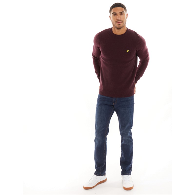 Lyle And Scott Vintage Mens Crew Neck Lambswool Blend Jumper Z638 Burgundy Marl