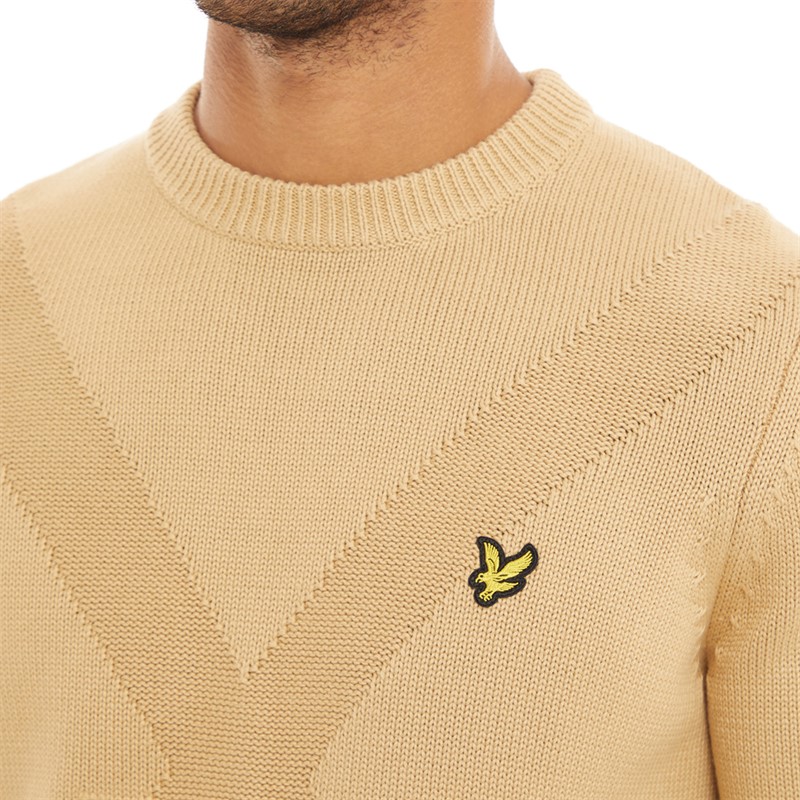 Lyle And Scott Vintage Mens Insignia Crew Neck Jumper W996 Cairngorms Khaki