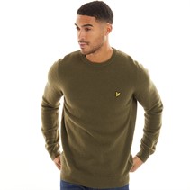 Lyle And Scott Vintage Mens Crew Neck Lambswool Blend Jumper W485 Olive