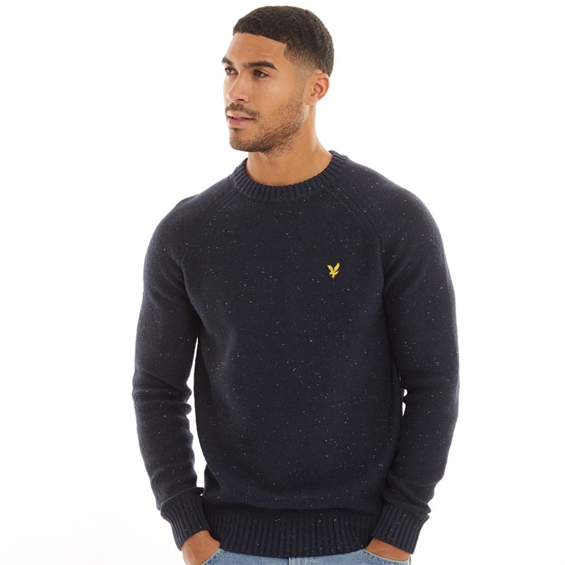 Lyle And Scott Vintage Mens Raglan Donegal Crew Neck Jumper X081 Muddy Navy