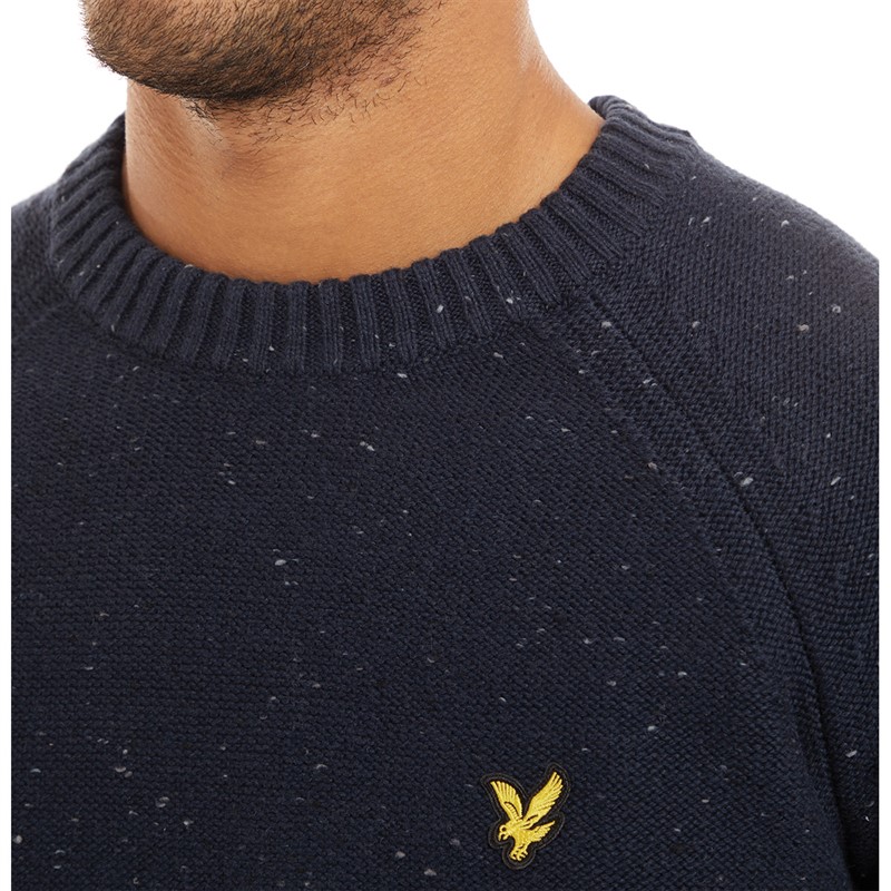 Lyle And Scott Vintage Mens Raglan Donegal Crew Neck Jumper X081 Muddy Navy