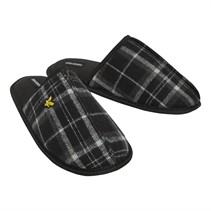 Lyle And Scott Vintage Mens Ambrose Mule Slippers Black Mixed Check