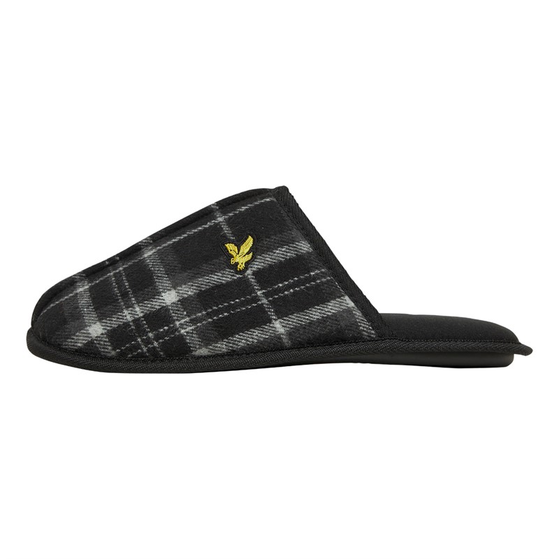 Lyle And Scott Vintage Mens Ambrose Mule Slippers Black Mixed Check