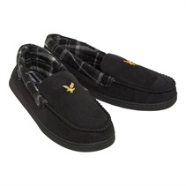 Lyle And Scott Vintage Mens Montague Moccasin Slippers Black/Grey Check