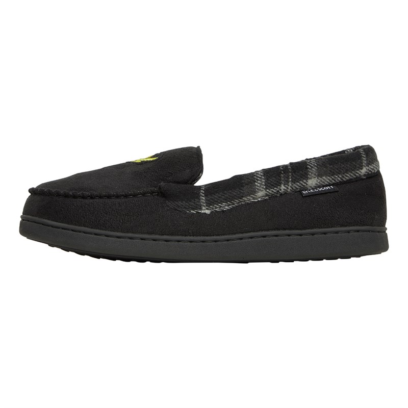 Lyle And Scott Vintage Mens Montague Moccasin Slippers Black/Grey Check