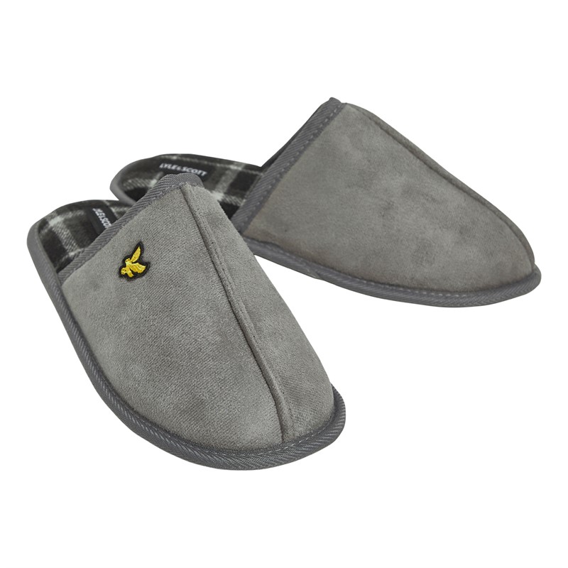 Lyle And Scott Vintage Mens Pippin Mule Slippers Frost Grey