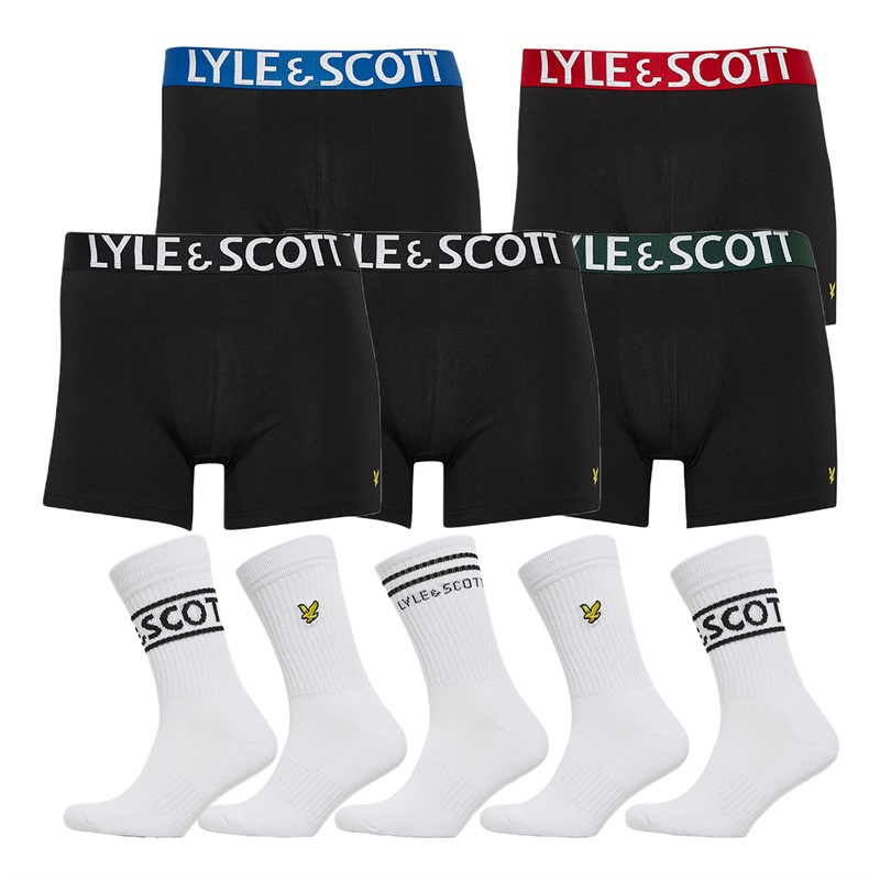 Lyle And Scott Vintage Mens Tweed Ten Pack Underwear And Socks Gift Box Black/Bright White