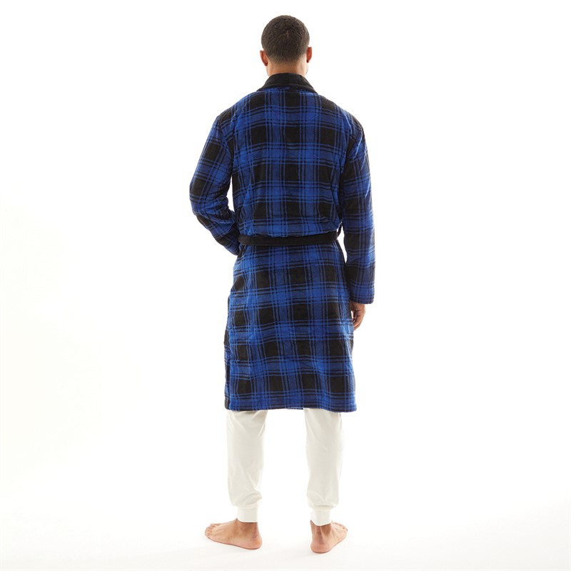 Lyle And Scott Vintage Mens Chesney Dressing Gown Nautical Blue/Black Check