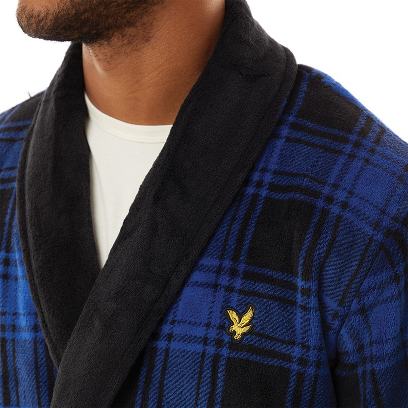 Lyle And Scott Vintage Mens Chesney Dressing Gown Nautical Blue/Black Check