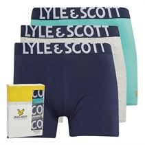 Lyle And Scott Vintage Mens Daniel Three Pack Boxer Trunks Porcelain/Light Grey Marl/Peacoat