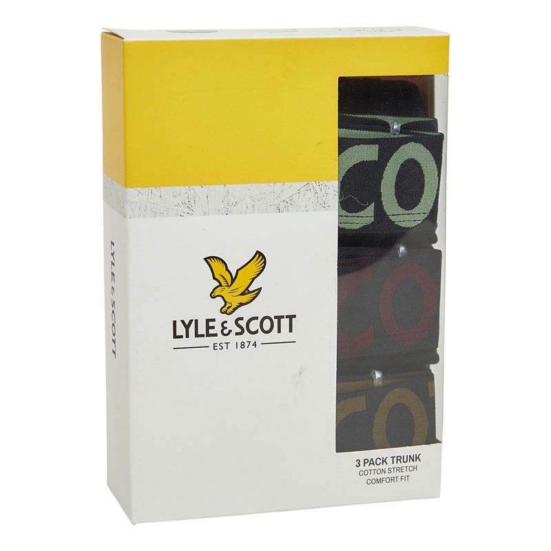 Lyle And Scott Vintage Mens Daniel Three Pack Boxer Trunks Black Multi Waistbands