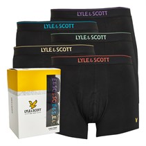 Lyle And Scott Vintage Mens Jackson Five Pack Trunks Black Multi Text Waistbands