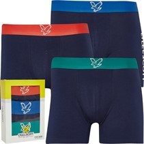 Lyle And Scott Vintage Mens Jonathan Three Pack Trunks Peacoat Multi Waistbands