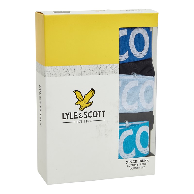 Lyle And Scott Vintage Mens Daniel Three Pack Boxer Trunks Black Multi Waistbands 685