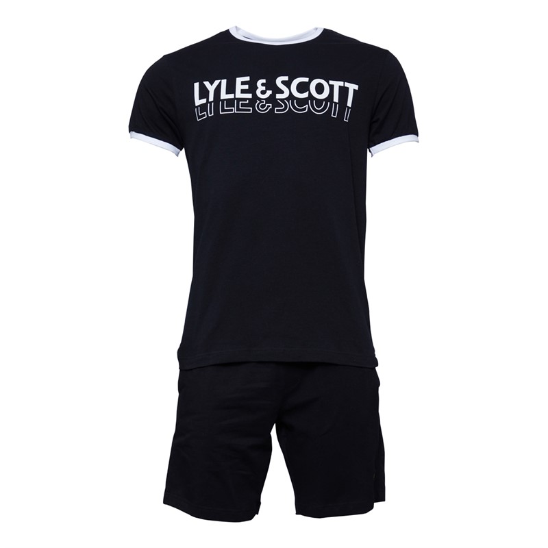 Lyle And Scott Vintage Mens Bodhi T-Shirt And Shorts Lounge Co-Ord Black
