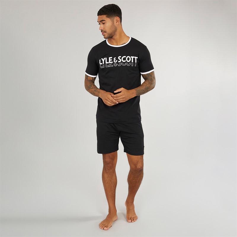 Lyle And Scott Vintage Mens Bodhi T-Shirt And Shorts Lounge Co-Ord Black