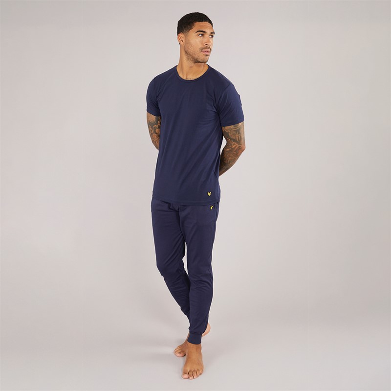 Lyle And Scott Vintage Mens Cash T-Shirt And Jersey Pants Set Peacoat