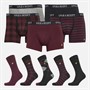 Lyle And Scott Vintage Mens Floyd Ten Pack Boxer Trunks And Socks Gift Set Black Stripe Grey Marl Check Wine Tasting