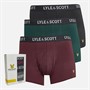 Lyle And Scott Vintage Mens Willoughby Three Pack Trunks Wine Tasting/Black/Pine Grove