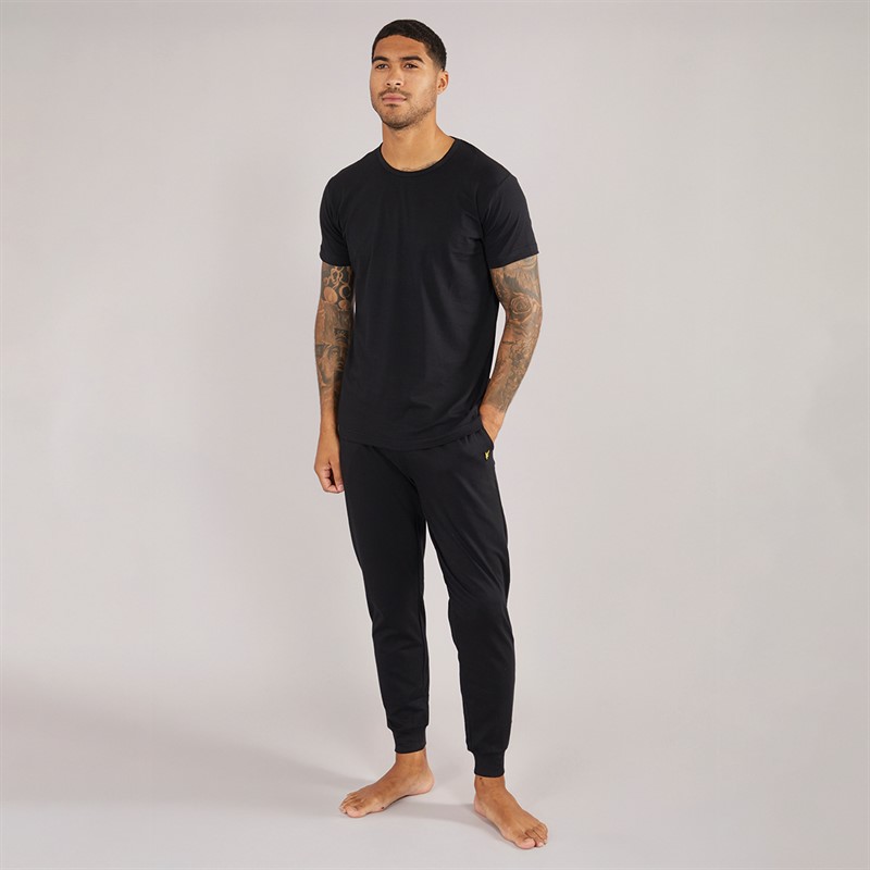 Lyle And Scott Vintage Mens Cash T-Shirt And Jersey Pants Set Black - Size S