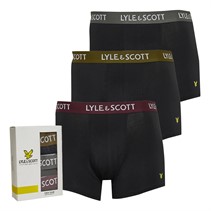 Lyle And Scott Vintage Mens Willoughby Three Pack Trunks Black Multi Waistbands