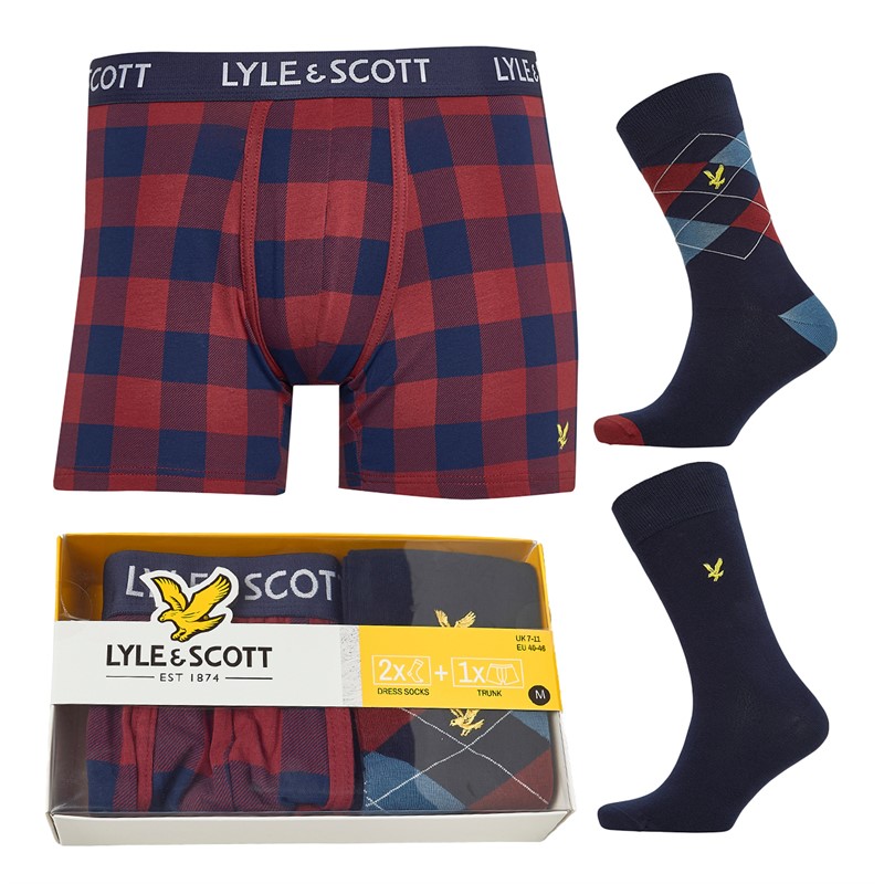 Lyle And Scott Vintage Mens Otis Underwear And Socks Gift Set Check/Peacoat/Argyle