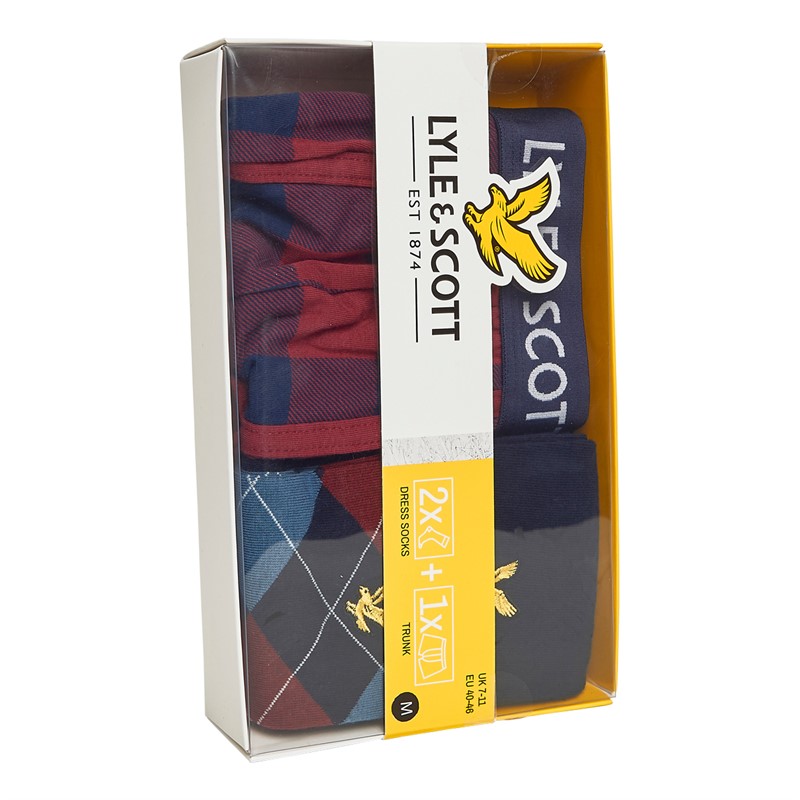 Lyle And Scott Vintage Mens Otis Underwear And Socks Gift Set Check/Peacoat/Argyle